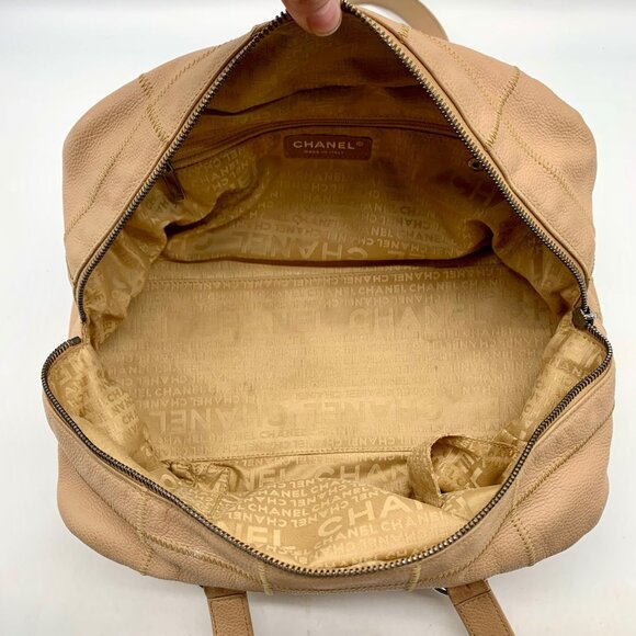 Chanel Beige Square Quilted Caviar Leather LAX Bowler Bag - Picture 13 of 13